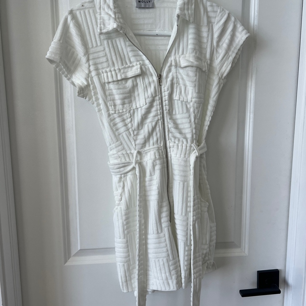 Hello Molly White Textured Jumpsuit - Picture 4 of 6
